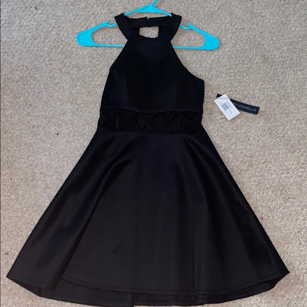 Black flowy halter top dress